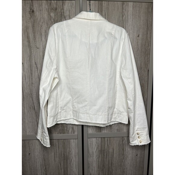 Anthropologie Pilcro Blazer Frayed Hem Ivory Cropped Size L NWT - Picture 10 of 10